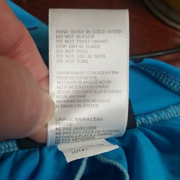 DKNY ONE PIECE SWIMSUIT BLUE WITH POLKA DOTS SZ 12 - Picture 6 of 7